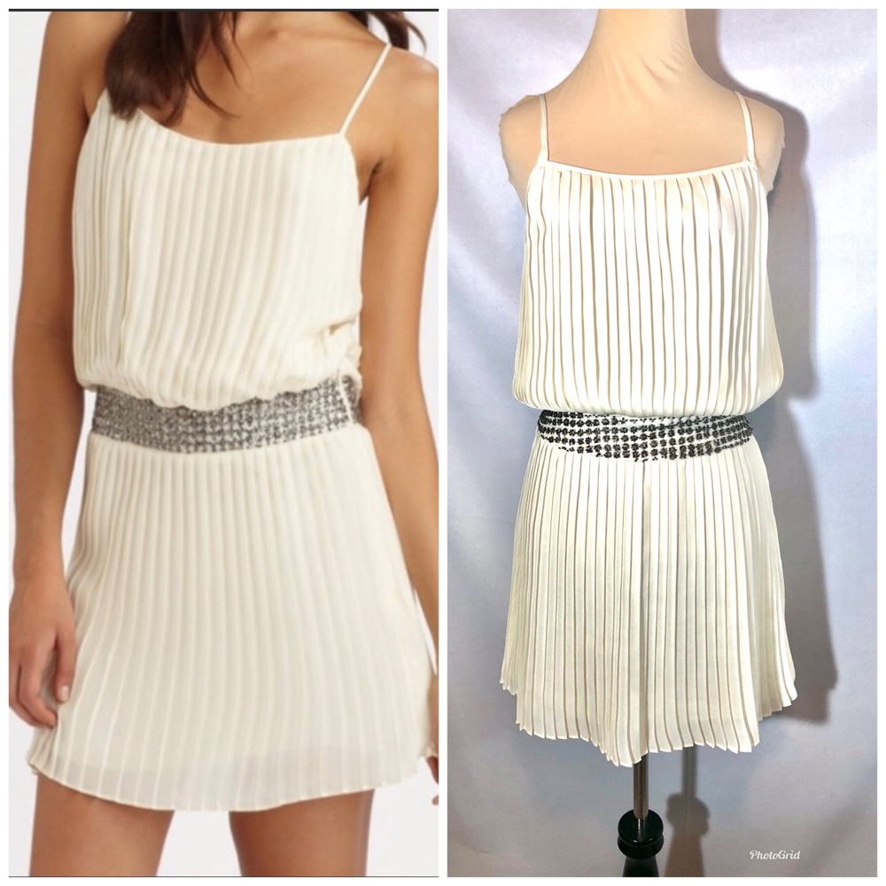 Parker Pleated Beaded Mini dress sz Small Revolve